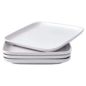 10 Inch Set Of 4, Heavy Duty Ceramic Dinner Plates, Elegant Matte Square Serving Dinner