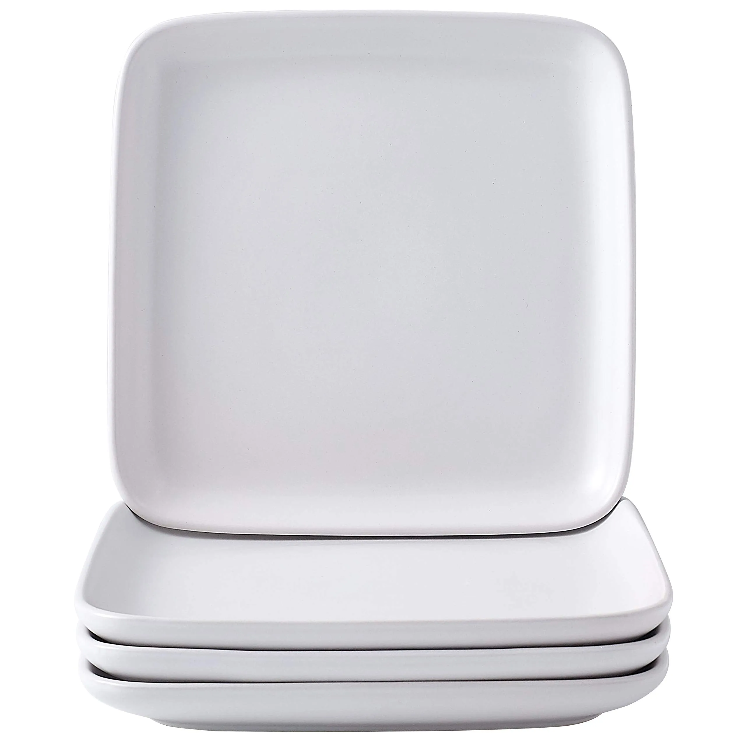 10 Inch Set Of 4, Heavy Duty Ceramic Dinner Plates, Elegant Matte Square Serving Dinner
