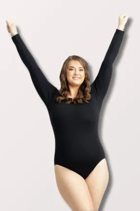 Adult Nylon Long Sleeve Leotard - Black