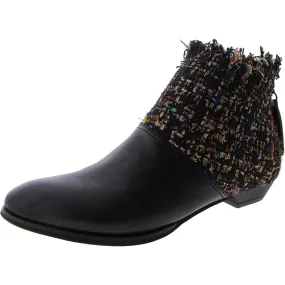 All Black Womens 50/50 II Pointed Toe Mixed Media Mid-Calf Boots