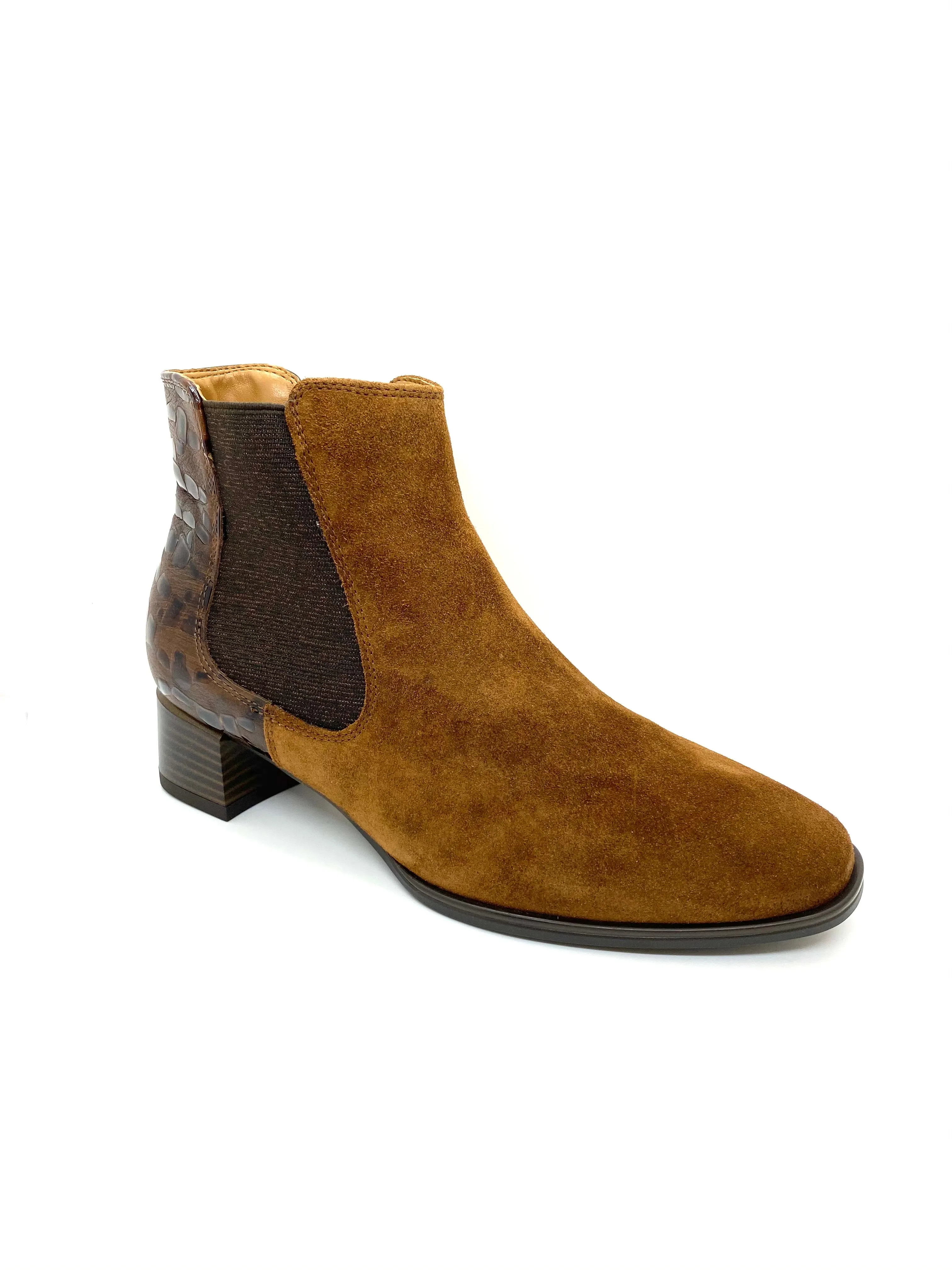 Ara Ladies Brown Suede Block Heel Ankle Boot