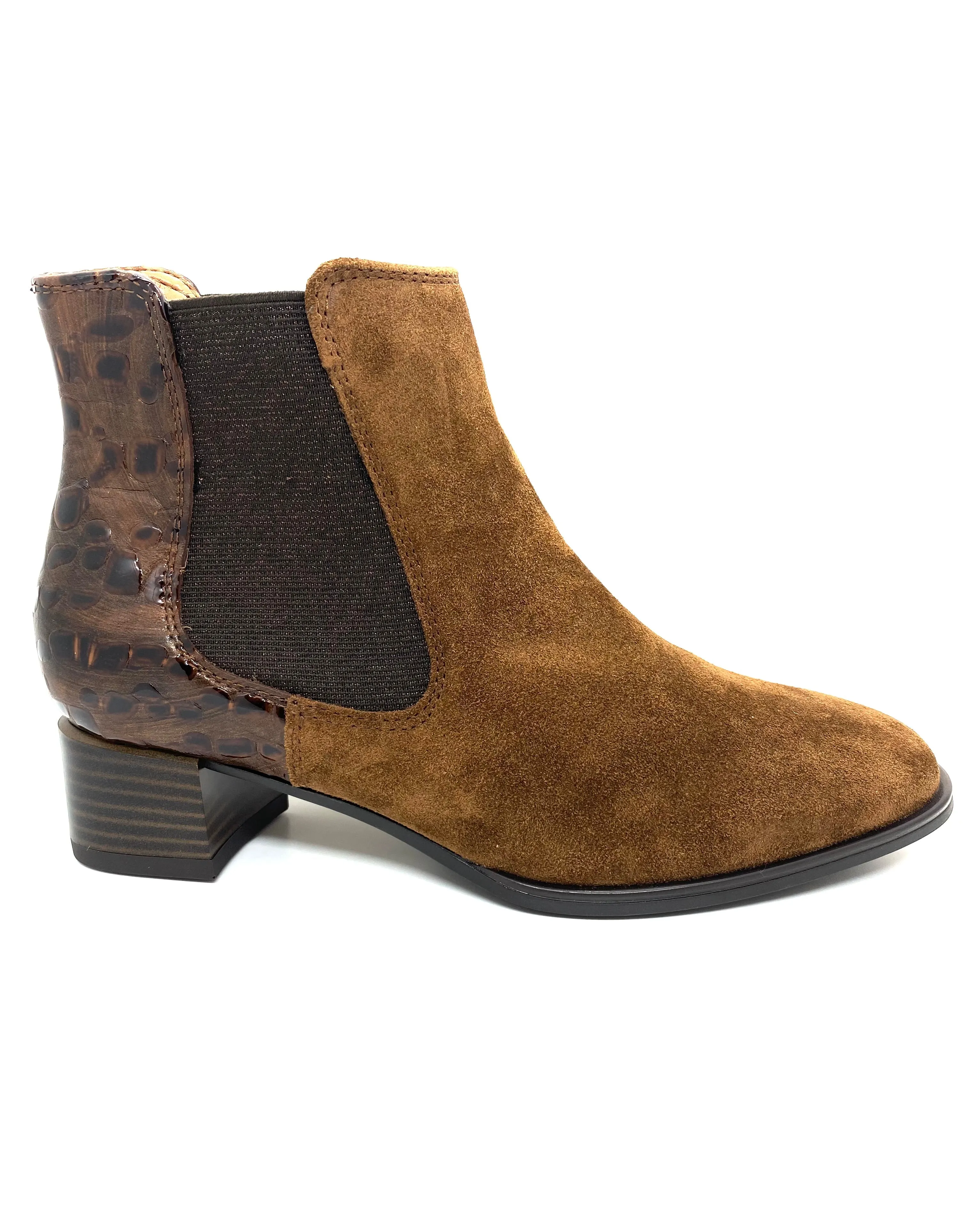 Ara Ladies Brown Suede Block Heel Ankle Boot