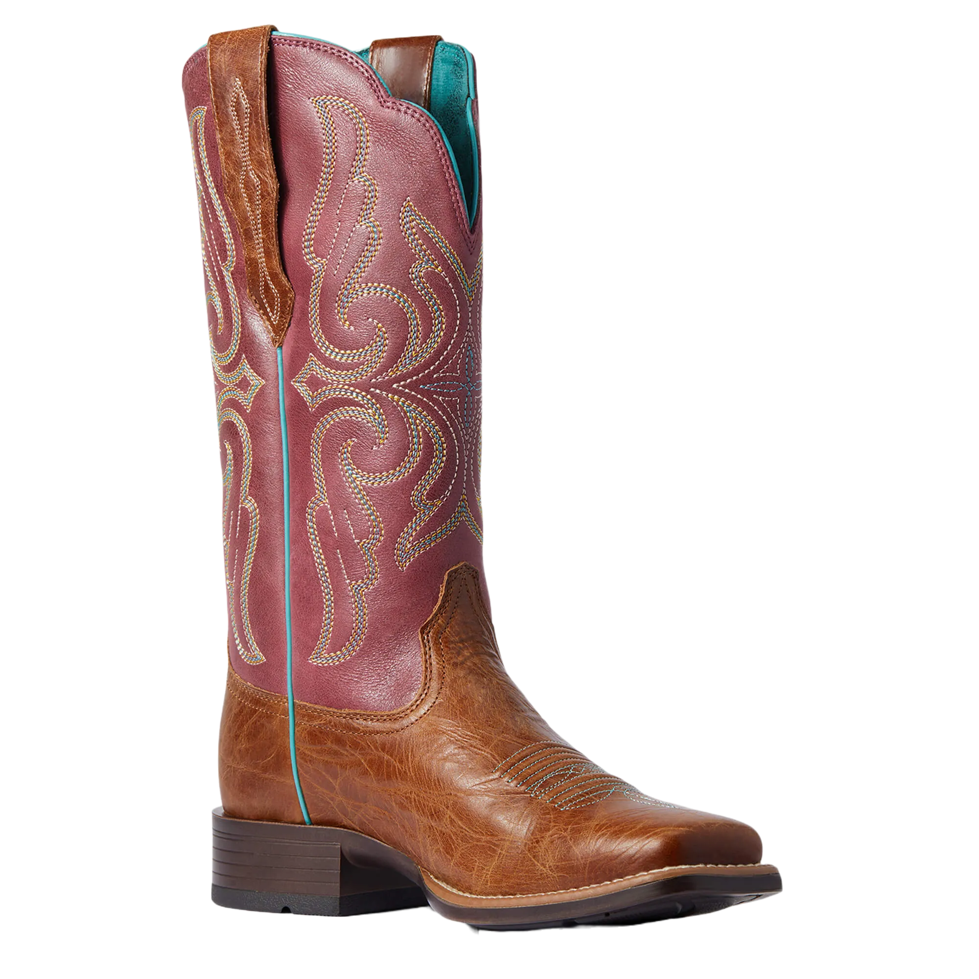 Ariat Ladies Primera Dark Tan & Pomegranate StretchFit Boots 10038461