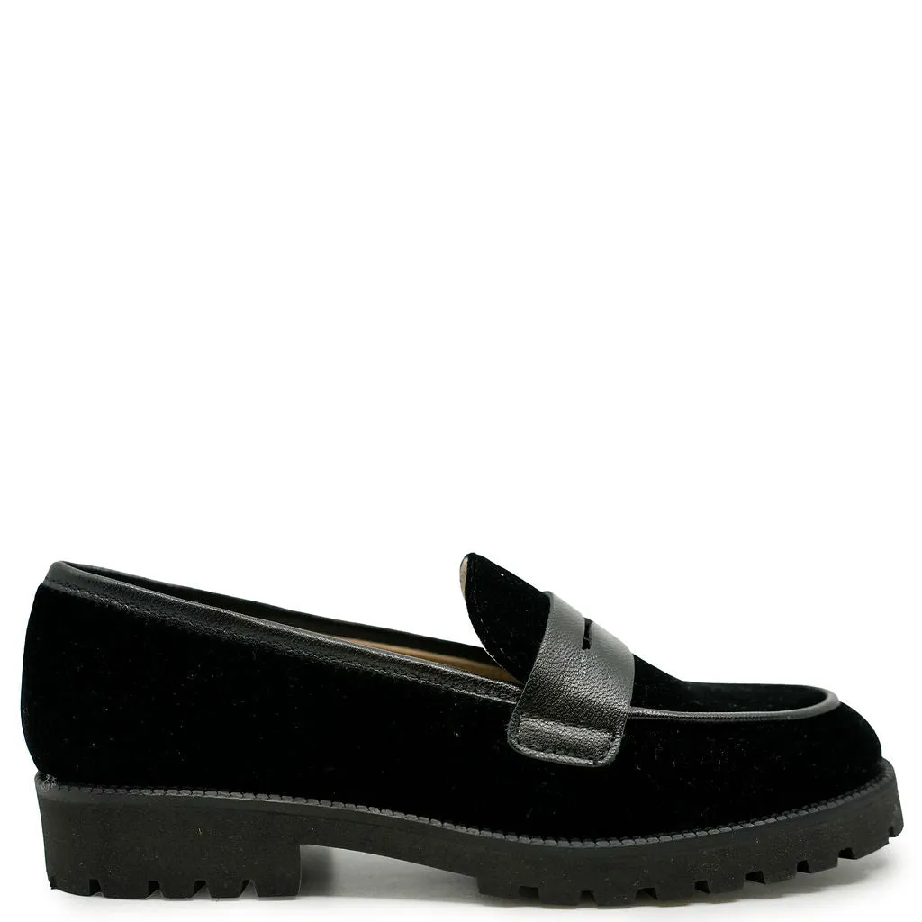 Beberlis Black Velvet Chunky Loafer