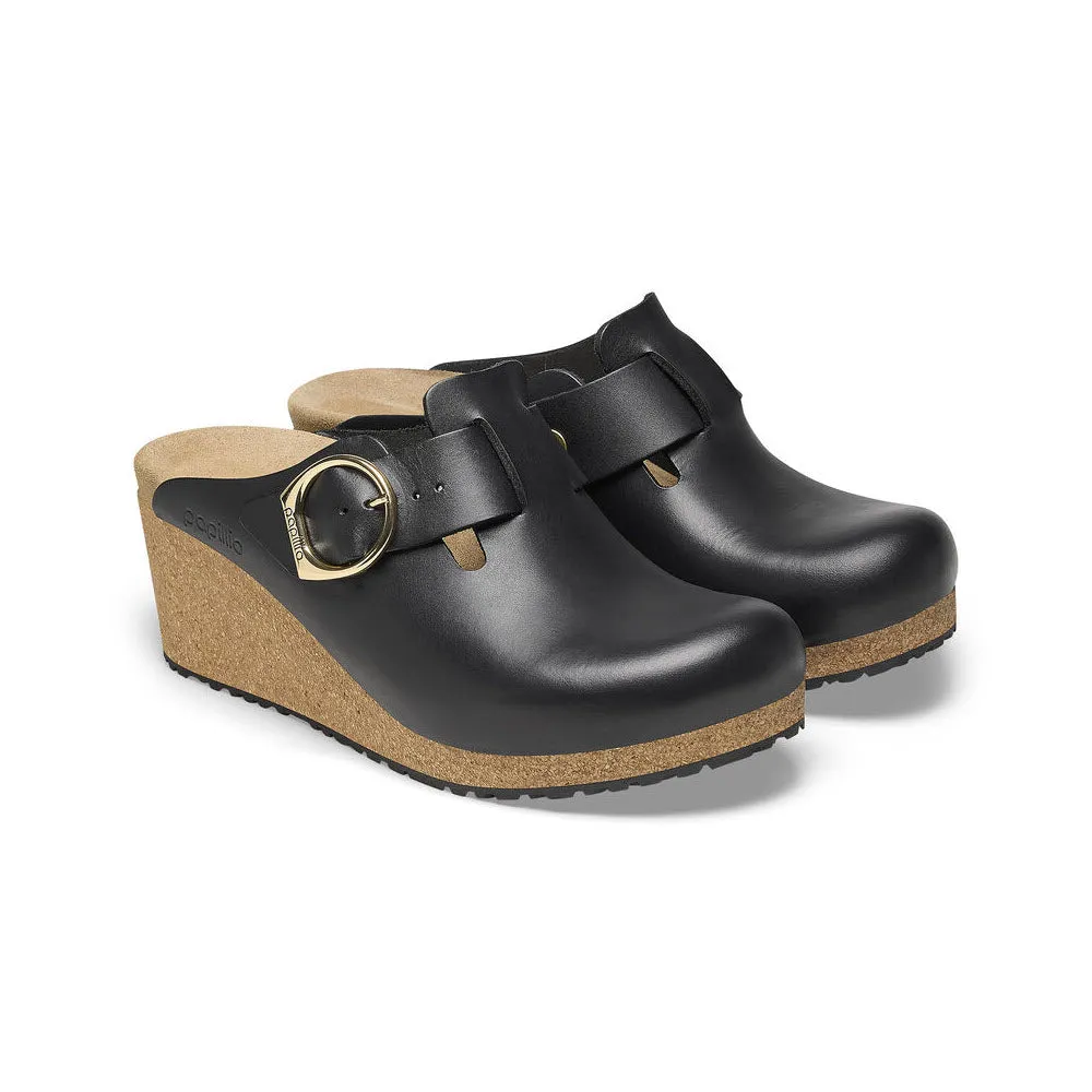 BIRKENSTOCK PAPILLIO FANNY BLACK LEATHER - WOMENS