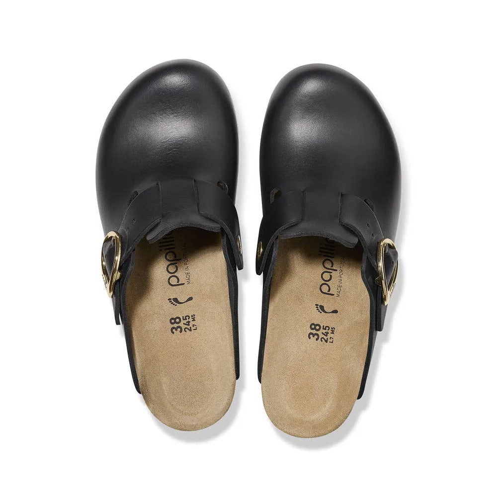 BIRKENSTOCK PAPILLIO FANNY BLACK LEATHER - WOMENS