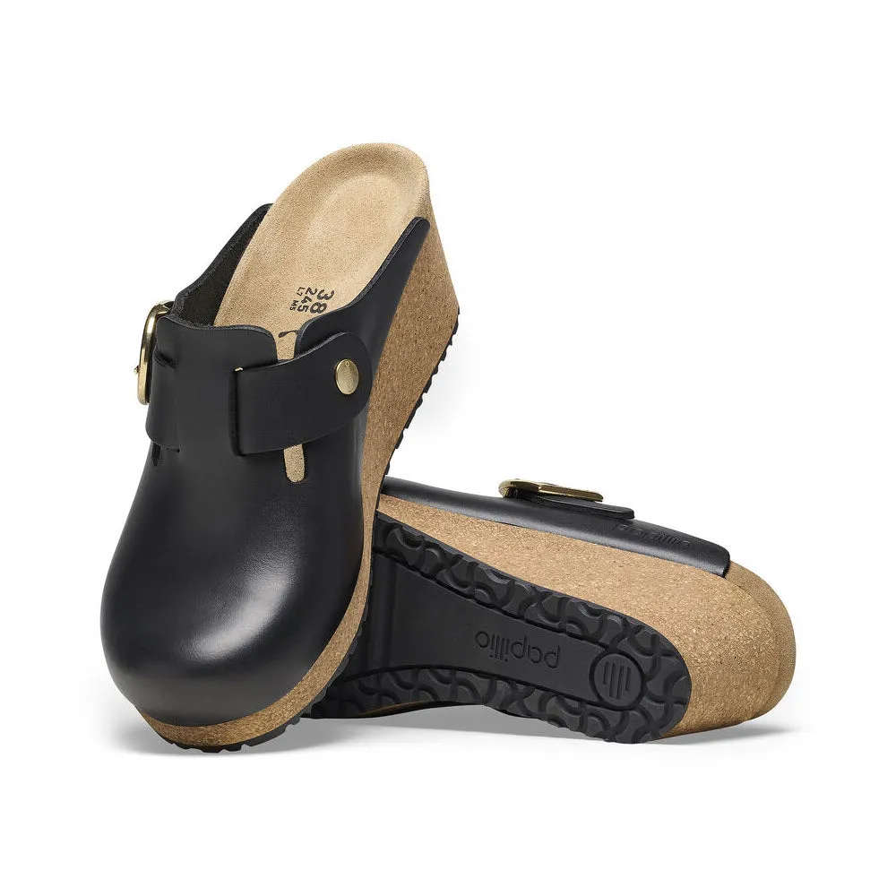 BIRKENSTOCK PAPILLIO FANNY BLACK LEATHER - WOMENS