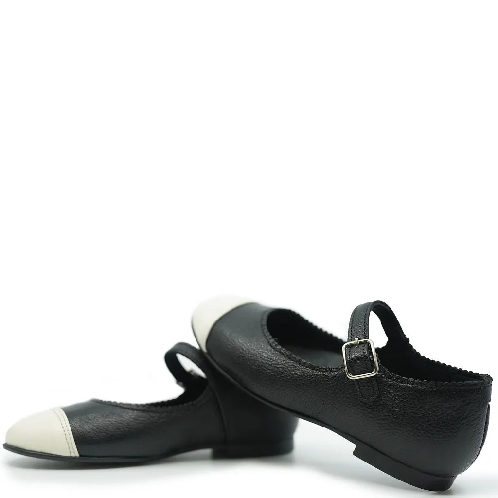 Blublonc Black and Cream Captoe Mary Jane