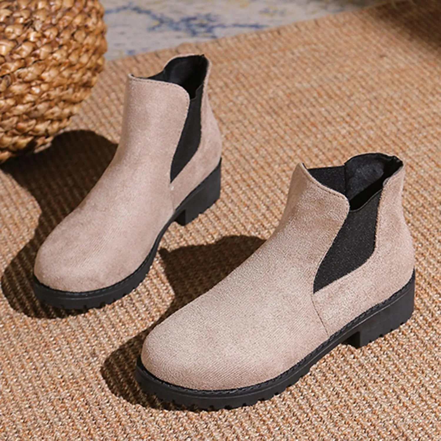 Boots for Women Ankle Booties Chelsea Boots Elastic Slip On Chunky Heel Boots for Ladies
