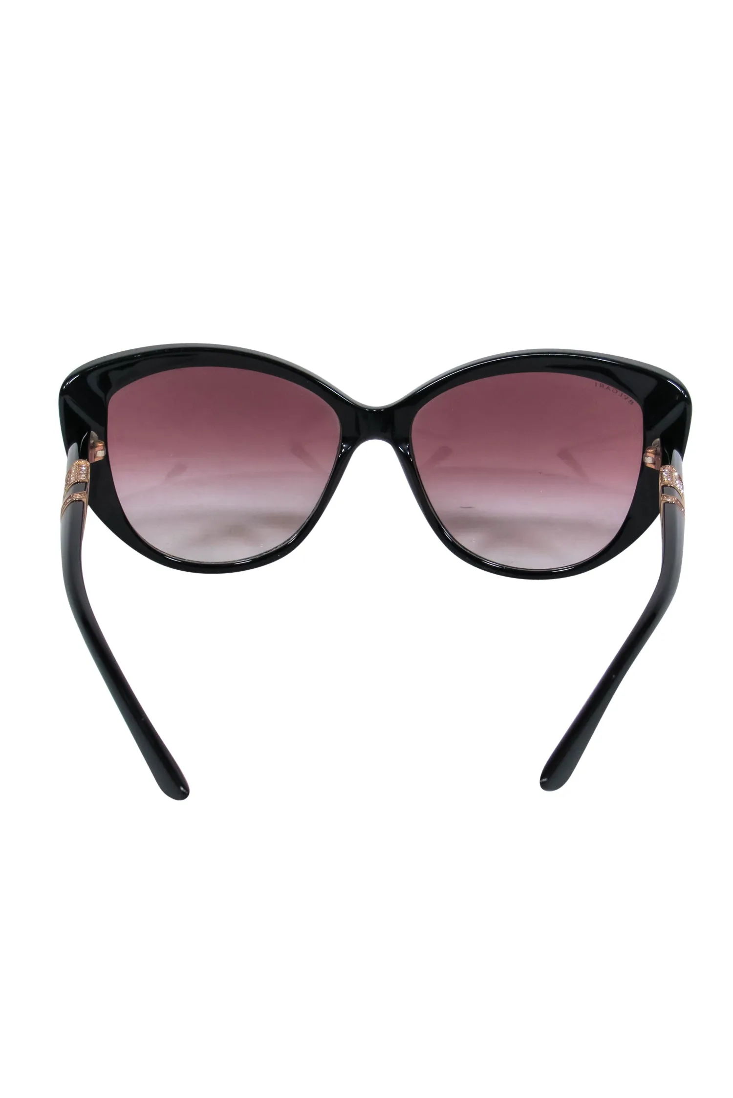 Bvlgari - Black Cat Eye Sunglasses w/ Jeweled Embellishments