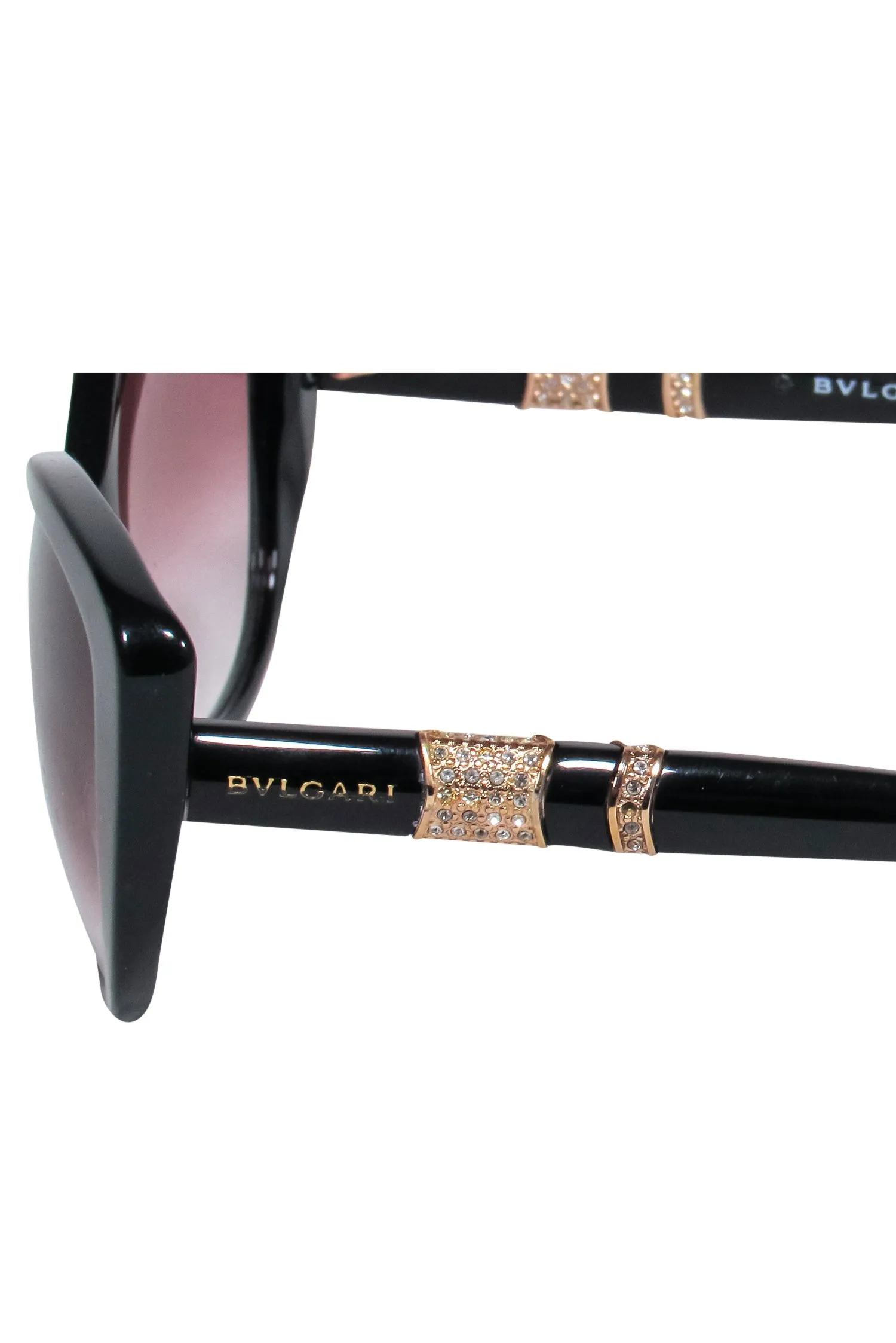 Bvlgari - Black Cat Eye Sunglasses w/ Jeweled Embellishments