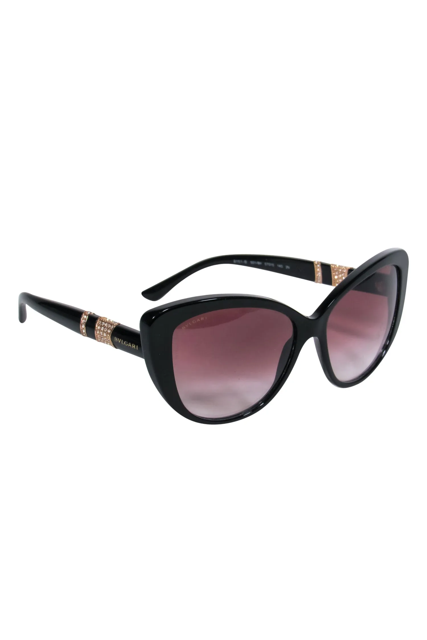 Bvlgari - Black Cat Eye Sunglasses w/ Jeweled Embellishments