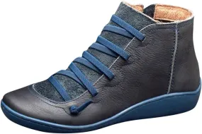 Cathalem Ankle Boots for Women 2024 New Flat Heel Ankle Cowgirl Boots Arch Support Pointed Toe Short Womens Cowboy Boots