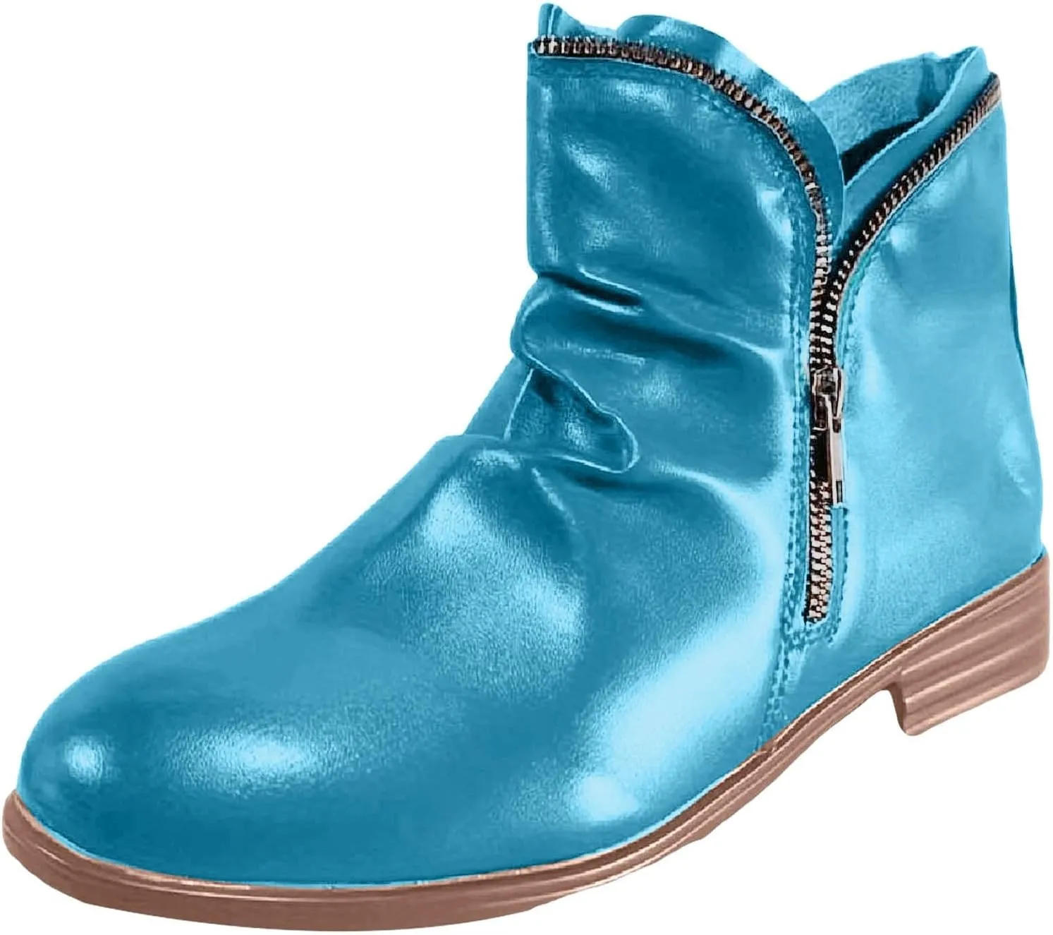 Cathalem Womens Ankle Boots, 2024 New V Cutout Ankle Boots Pointed Toe Chunky Fall Boots Western Boots Low Heel Booties