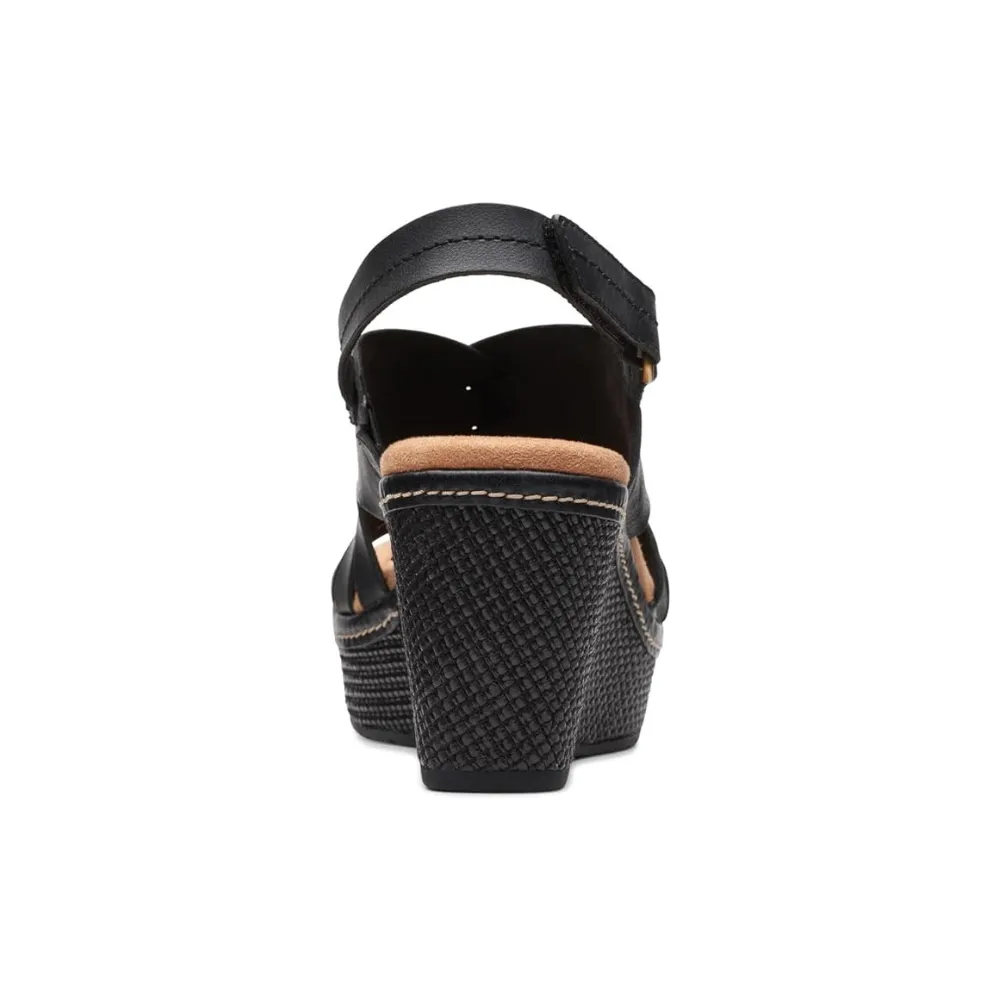Clarks Elleri Grace Black Leather Sandal (Women's)