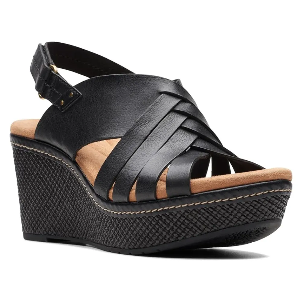 Clarks Elleri Grace Black Leather Sandal (Women's)