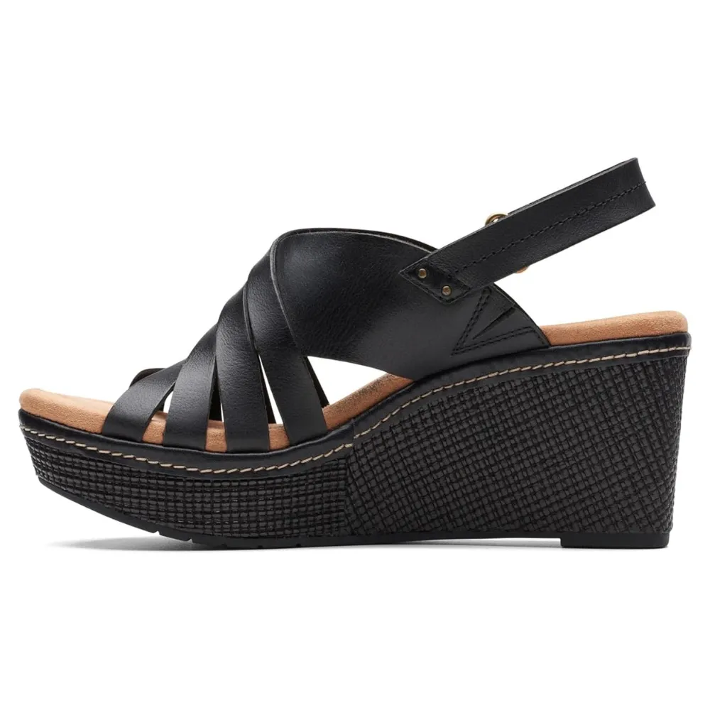 Clarks Elleri Grace Black Leather Sandal (Women's)