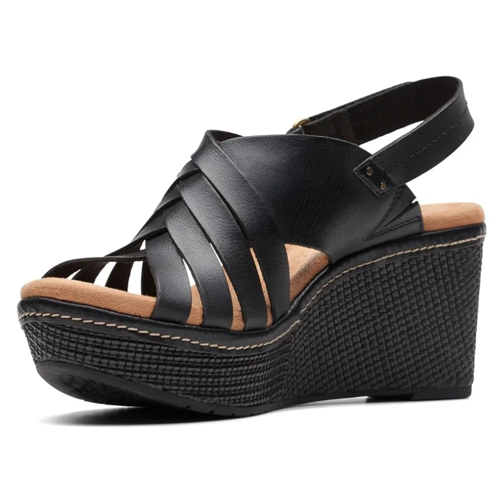 Clarks Elleri Grace Black Leather Sandal (Women's)