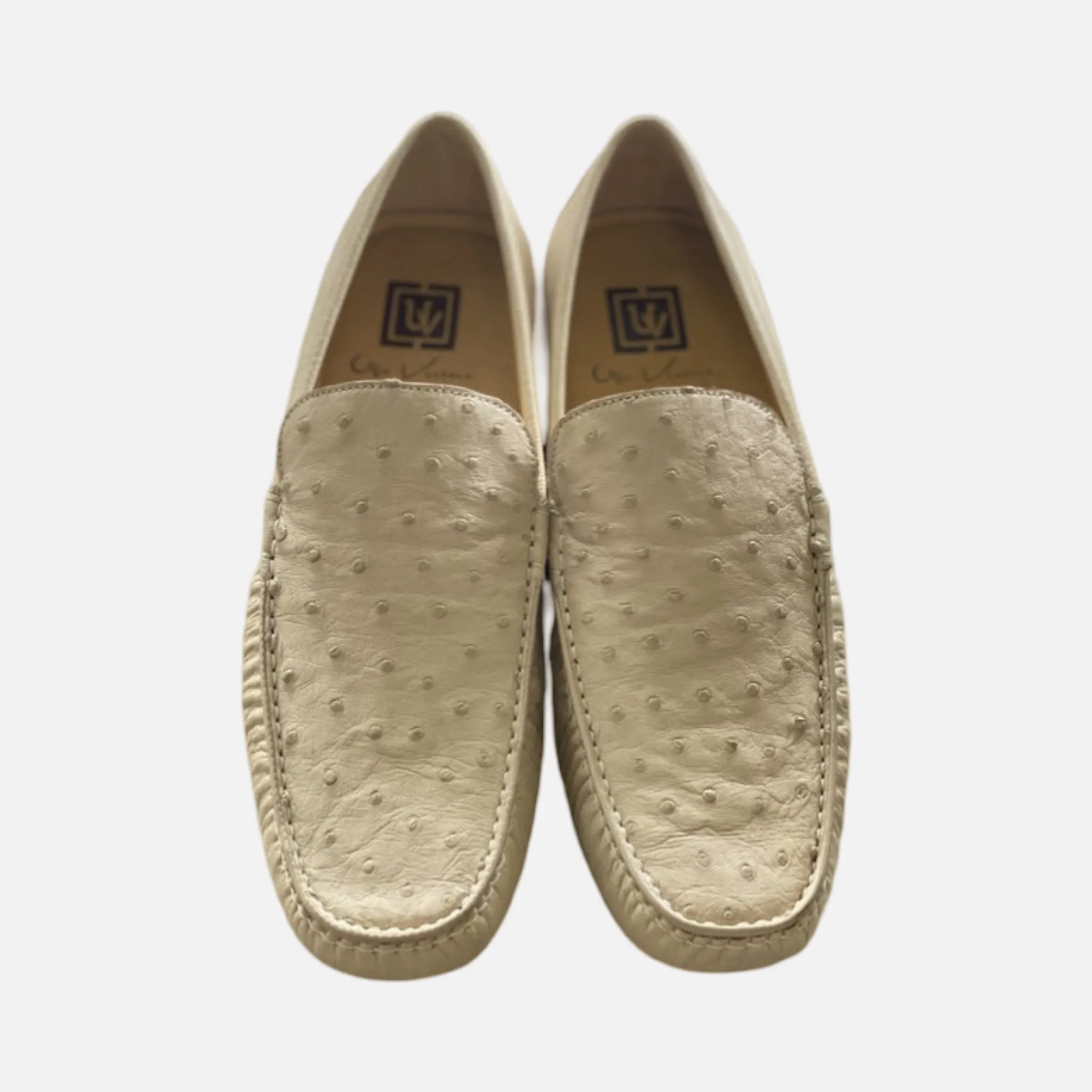 Clearance - Ugo Vasare Off White Ostrich Drivers