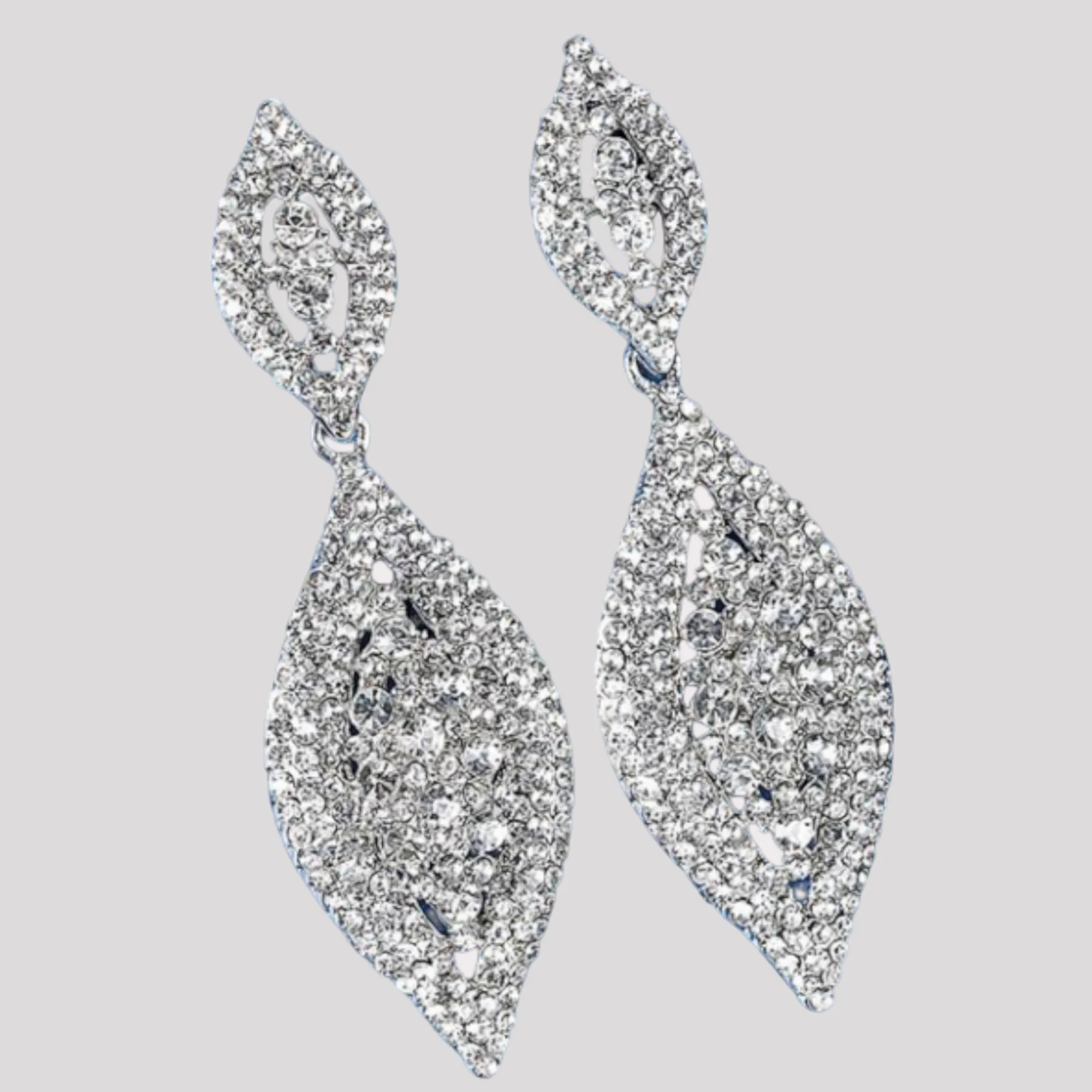 Diamond Shaped Diamonte Statement Stud Earrings