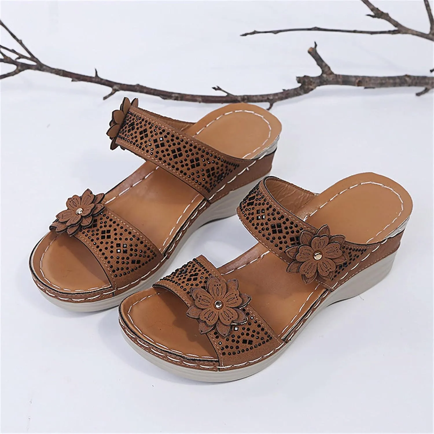 Eduavar Sandals Women, Womens Sandals Fashion Open Toe Sandals Arch Support Wide Width Orthopedic Flip