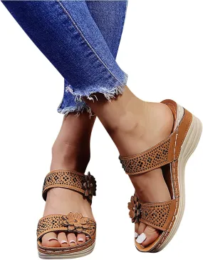 Eduavar Sandals Women, Womens Sandals Fashion Open Toe Sandals Arch Support Wide Width Orthopedic Flip