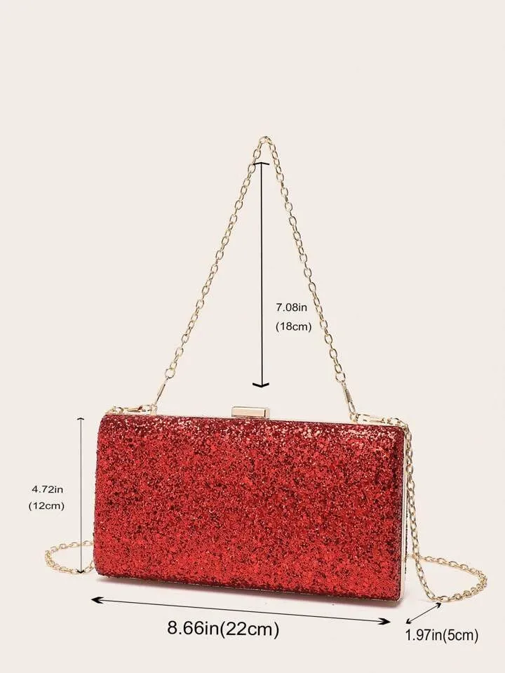 Evening Glitter Clutch ~ Red ~ Silver