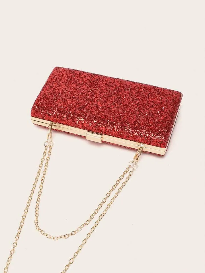 Evening Glitter Clutch ~ Red ~ Silver