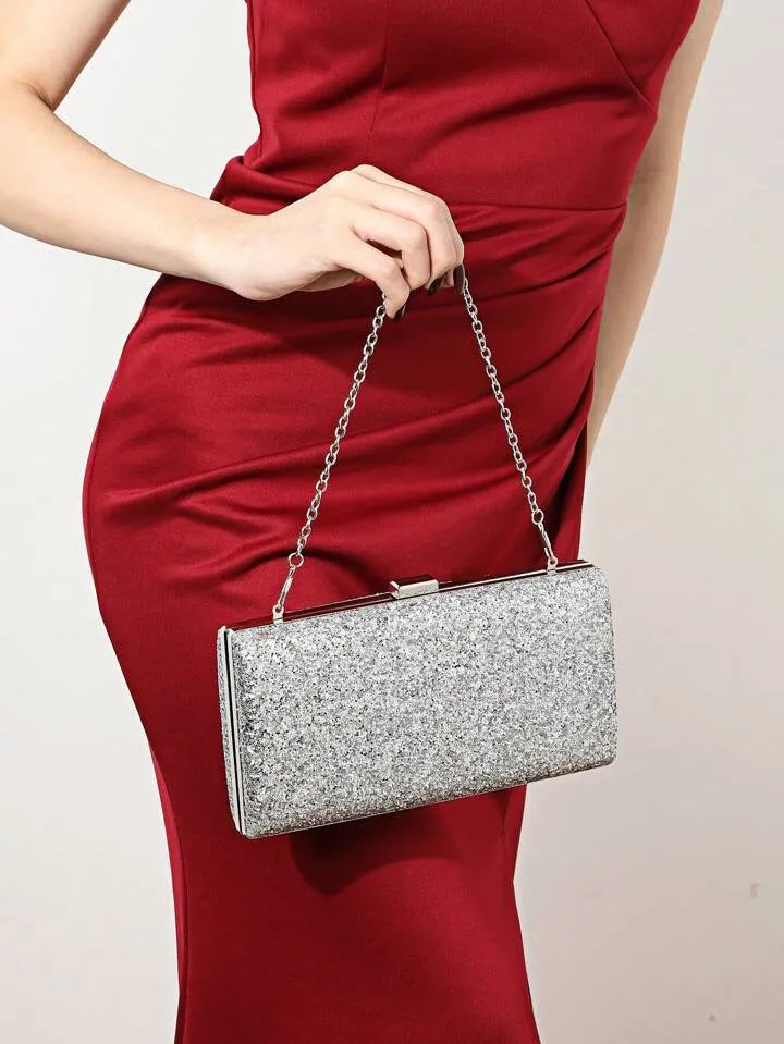 Evening Glitter Clutch ~ Red ~ Silver