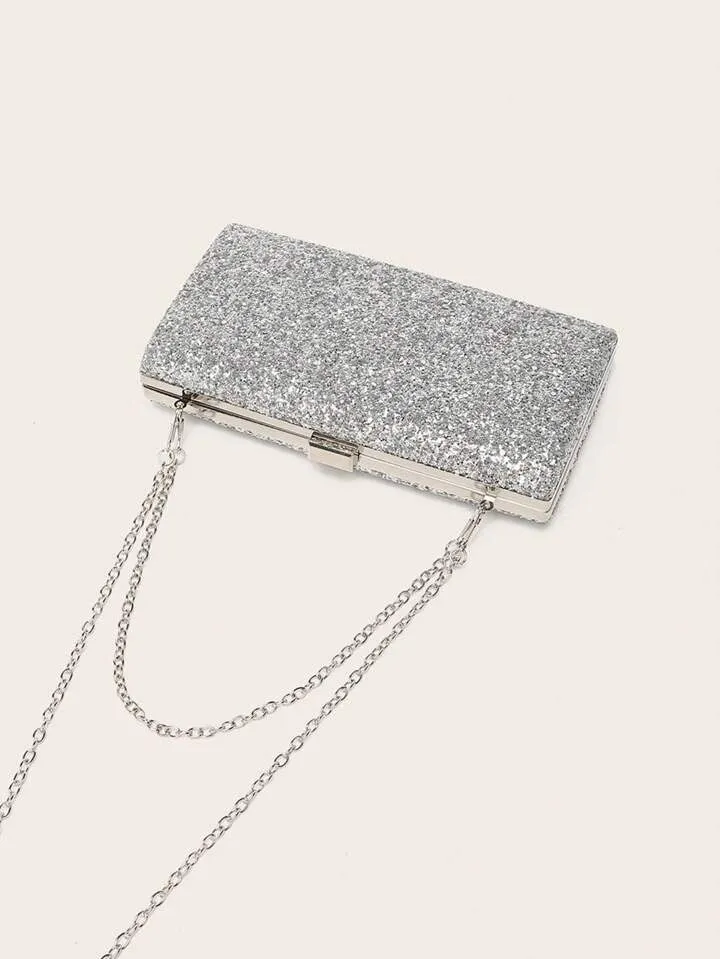 Evening Glitter Clutch ~ Red ~ Silver