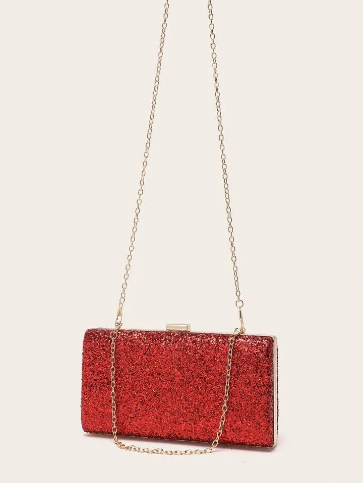 Evening Glitter Clutch ~ Red ~ Silver