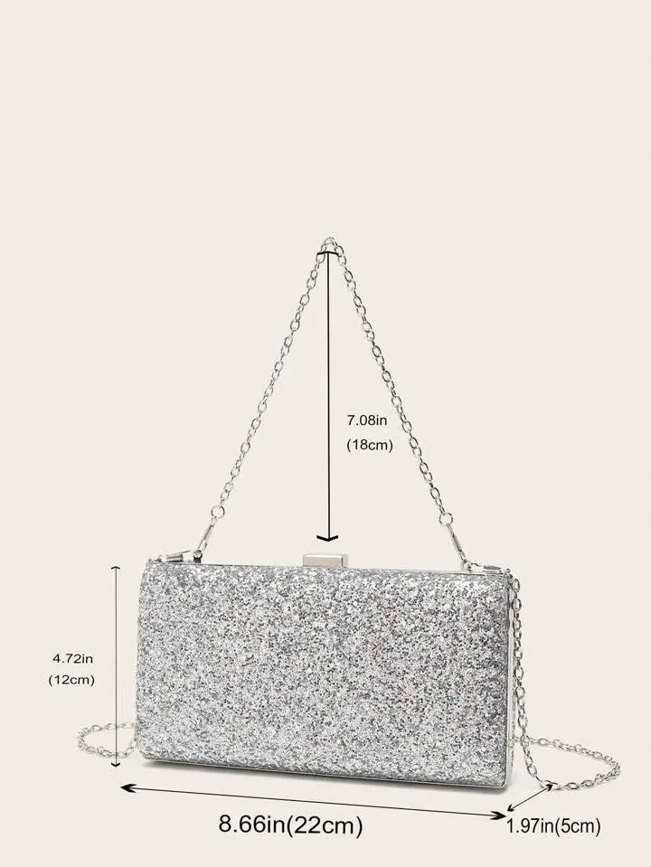 Evening Glitter Clutch ~ Red ~ Silver