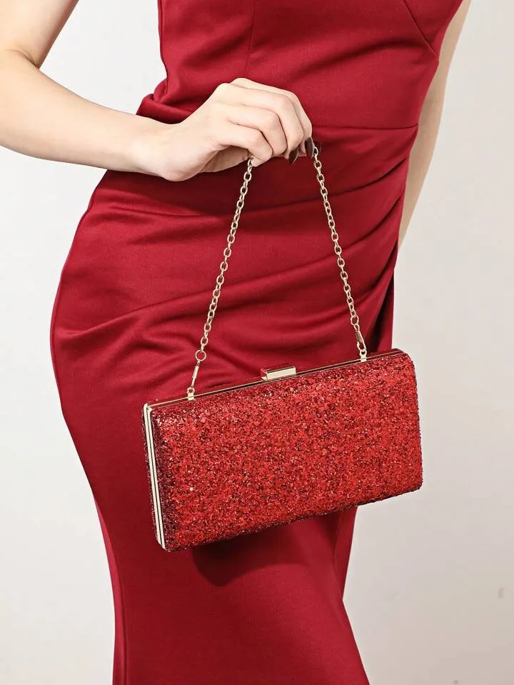 Evening Glitter Clutch ~ Red ~ Silver