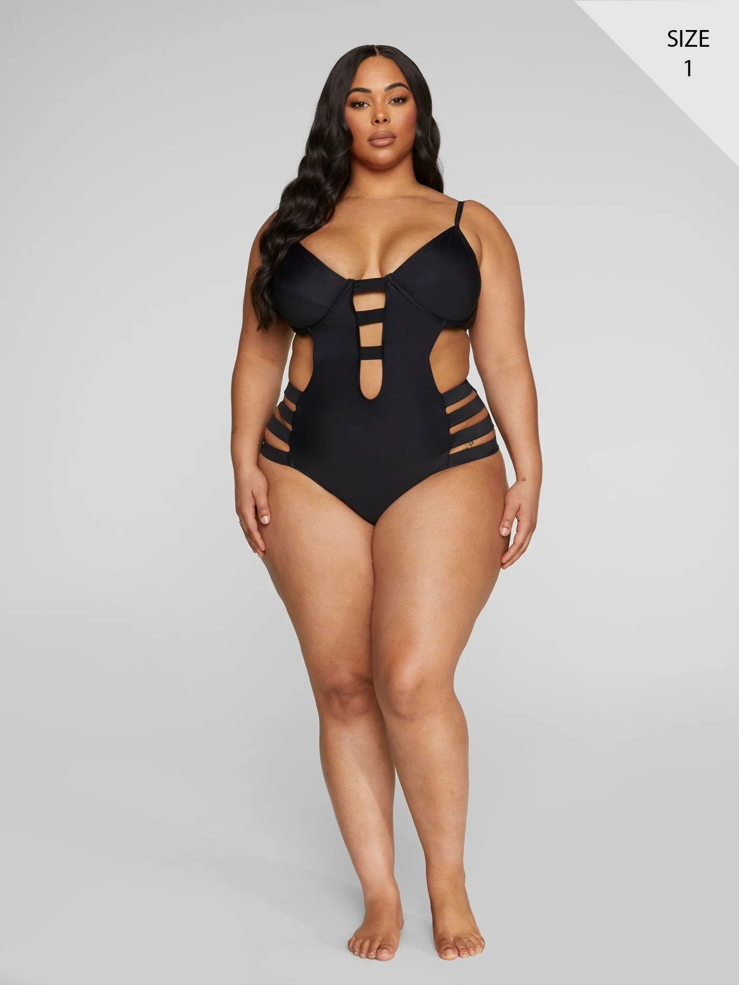 Fashion To Figure - Chandra Caged One-Piece Monokini Swimsuit