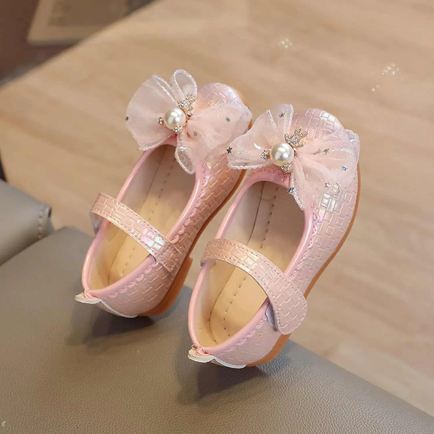 Girls Mary Jane Ballerina Flats Flower Bow Ballet Dress Shoes for Wedding Party School Ankle Strap Sandal
