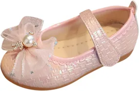 Girls Mary Jane Ballerina Flats Flower Bow Ballet Dress Shoes for Wedding Party School Ankle Strap Sandal