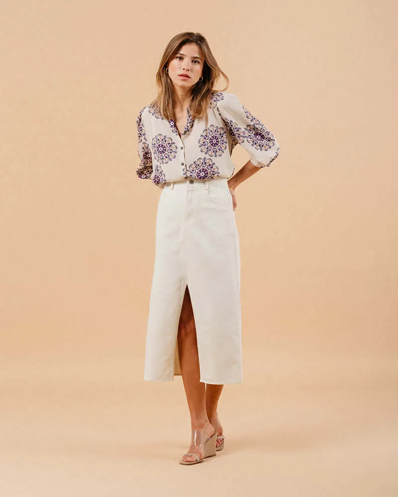 Grace & Mila - Maureen Ecru Denim Skirt