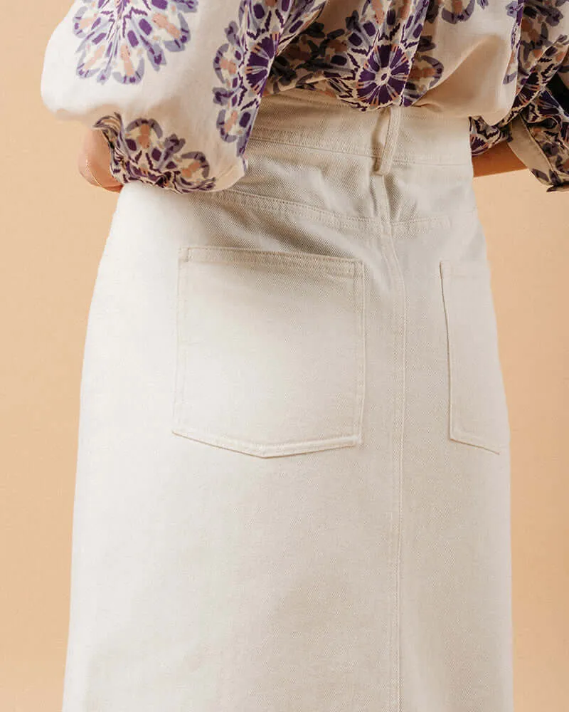 Grace & Mila - Maureen Ecru Denim Skirt