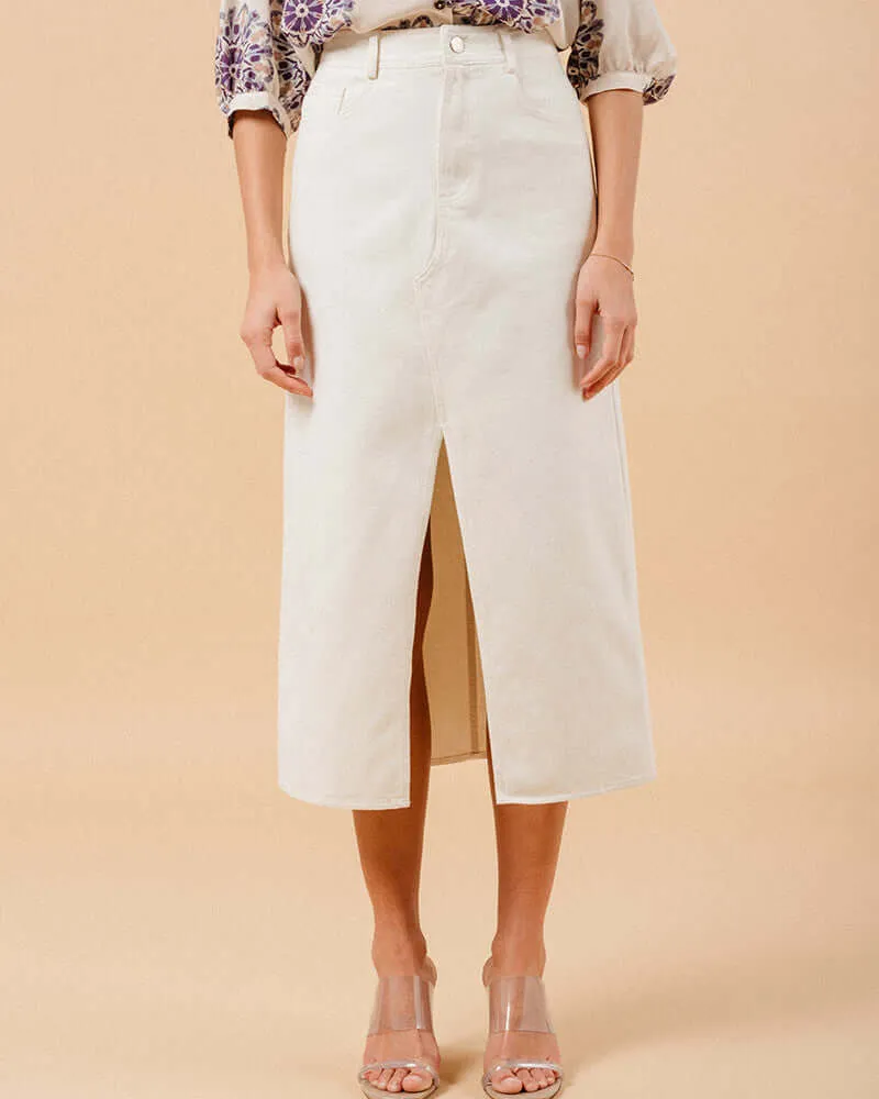 Grace & Mila - Maureen Ecru Denim Skirt