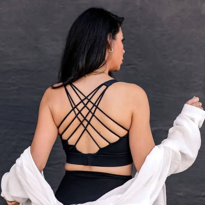 Incline Strappy Sports Bra - Black (Final Sale)