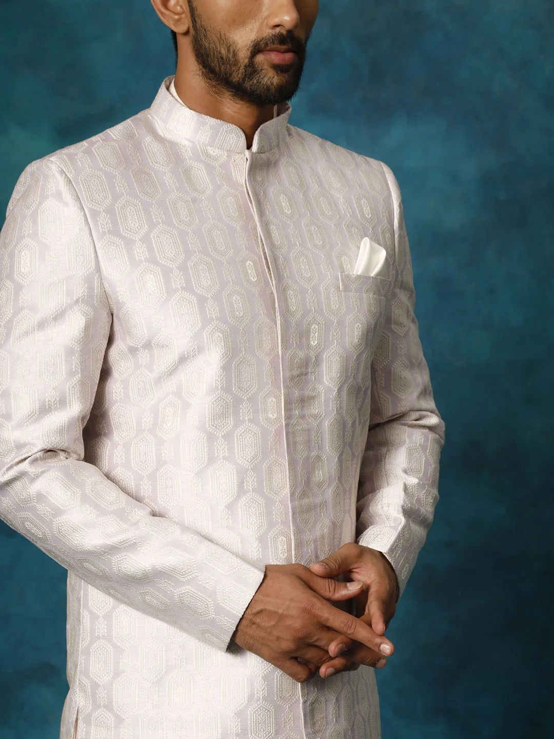 Jashvi Men's Purple Imported Jacquard Indo Only Top