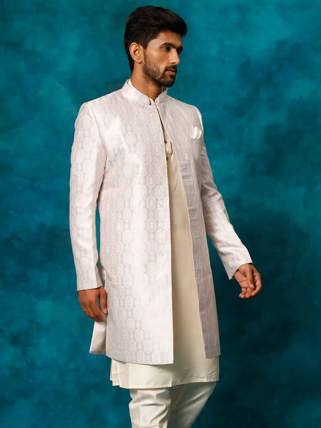 Jashvi Men's Purple Imported Jacquard Indo Only Top