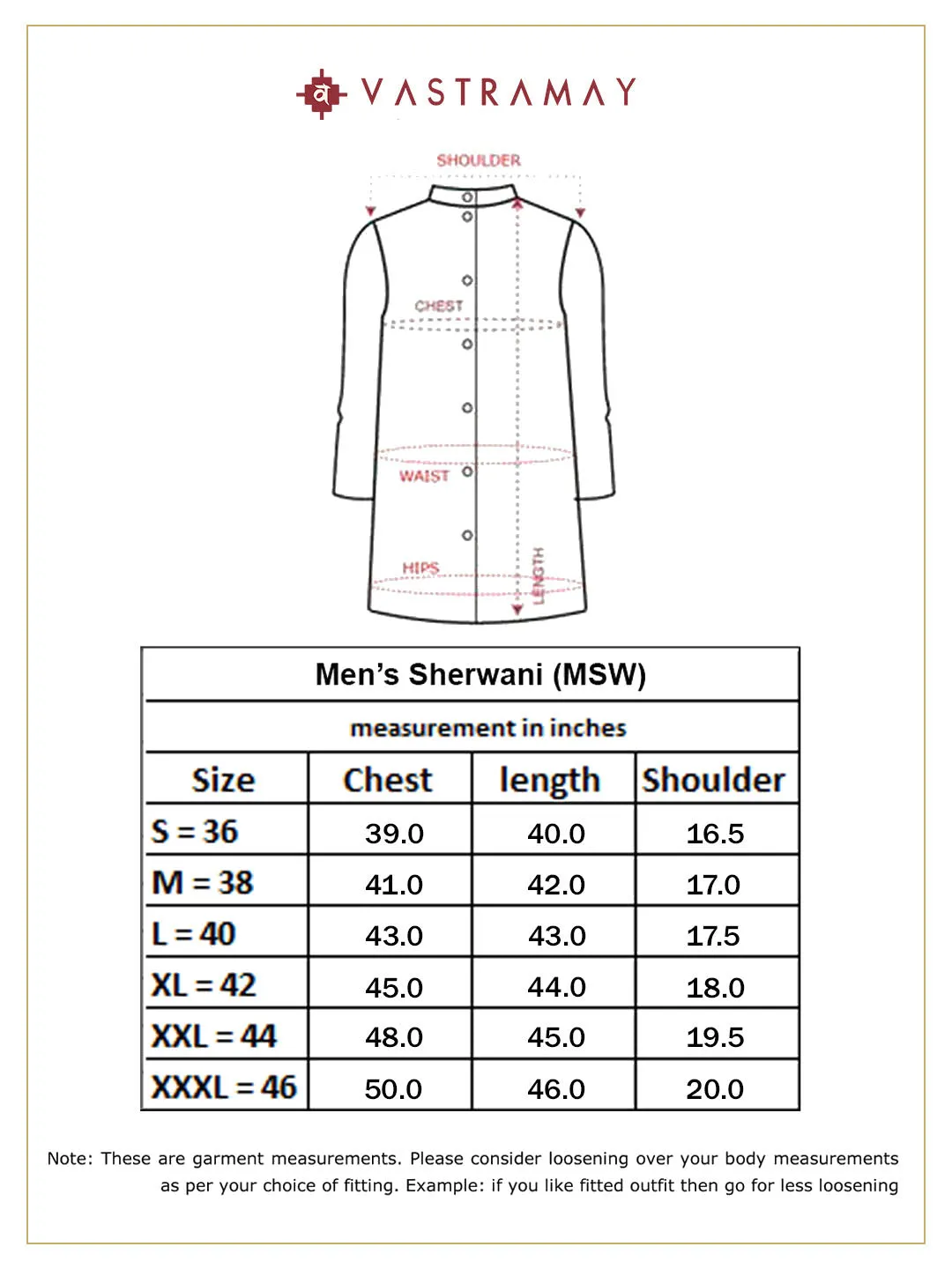 Jashvi Men's Red Jacquard Sherwani Only Top