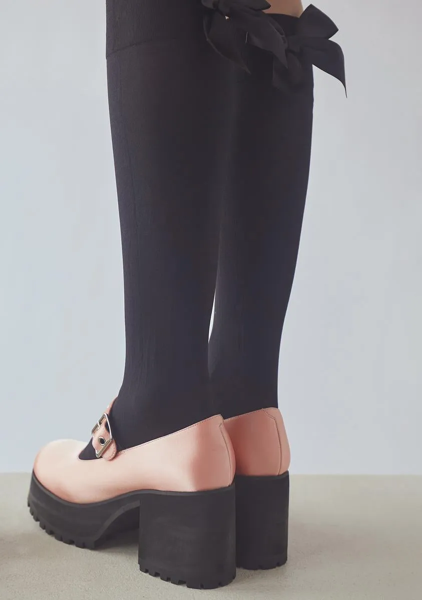 Just Peachy Satin Mary Janes