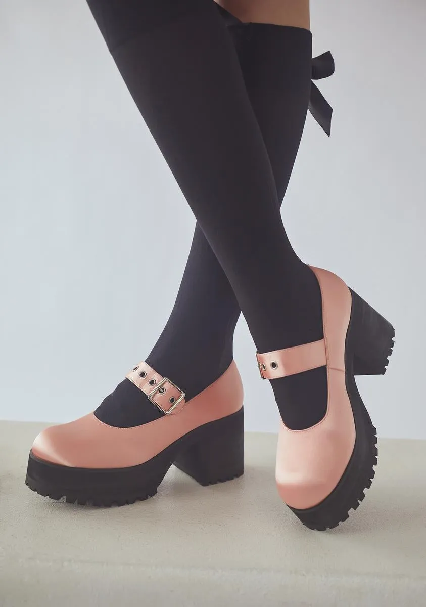 Just Peachy Satin Mary Janes