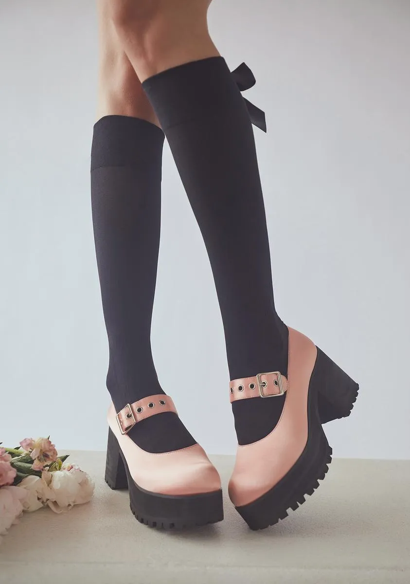 Just Peachy Satin Mary Janes