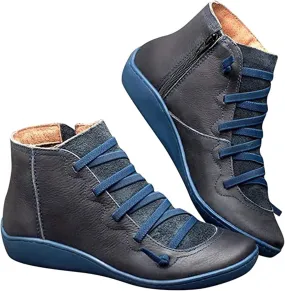 Ladmiple Boots For Women Fashion Dressy Ankle Booties Causal Combat Boots Cowboy Cowgirl Western Short Booties High Top Walking Shoes