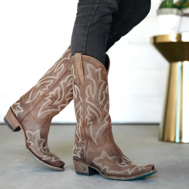 Lane Ladies Burnt Caramel Saratoga Western Boot