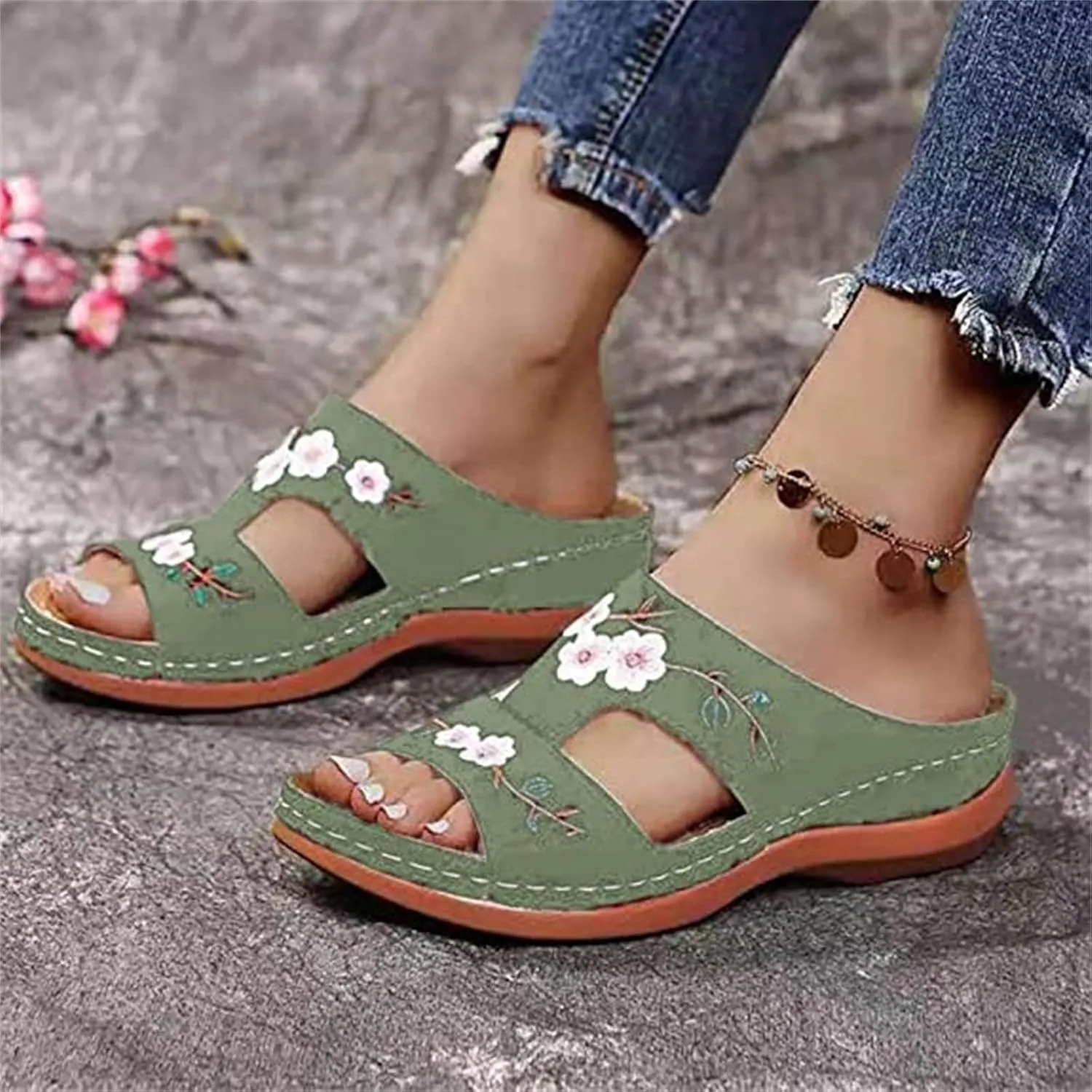 Lausiuoe Orthotic Sandals For Women With Arch Support Comfortable Walking Dressy Summer Casual Orthopedic Slides Flip Flops