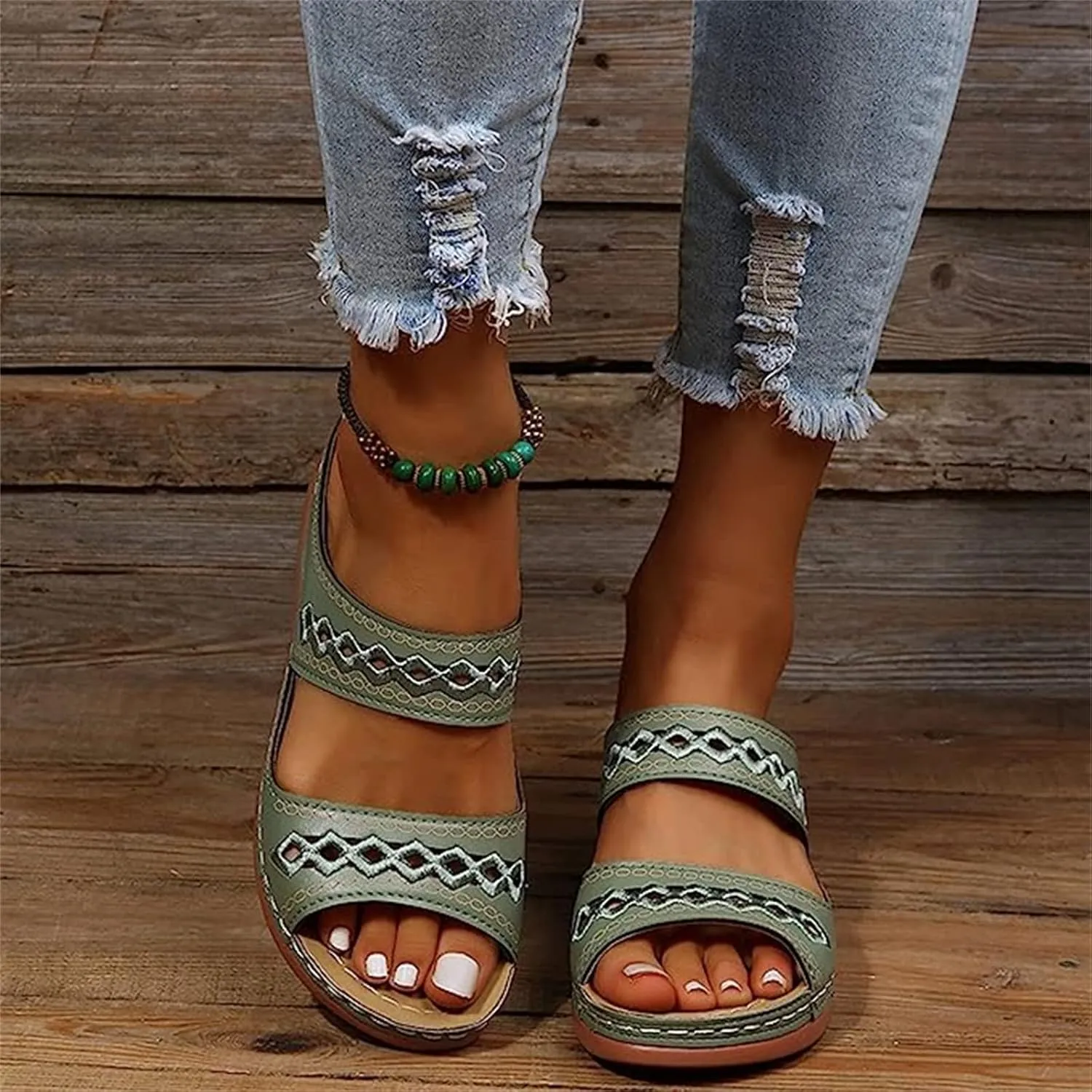 Lausiuoe Sandals Women Dressy Summer Flat Arch Support Orthotic Flips Flops Plantar Fasciitis Comfortable Orthopedic Slippers